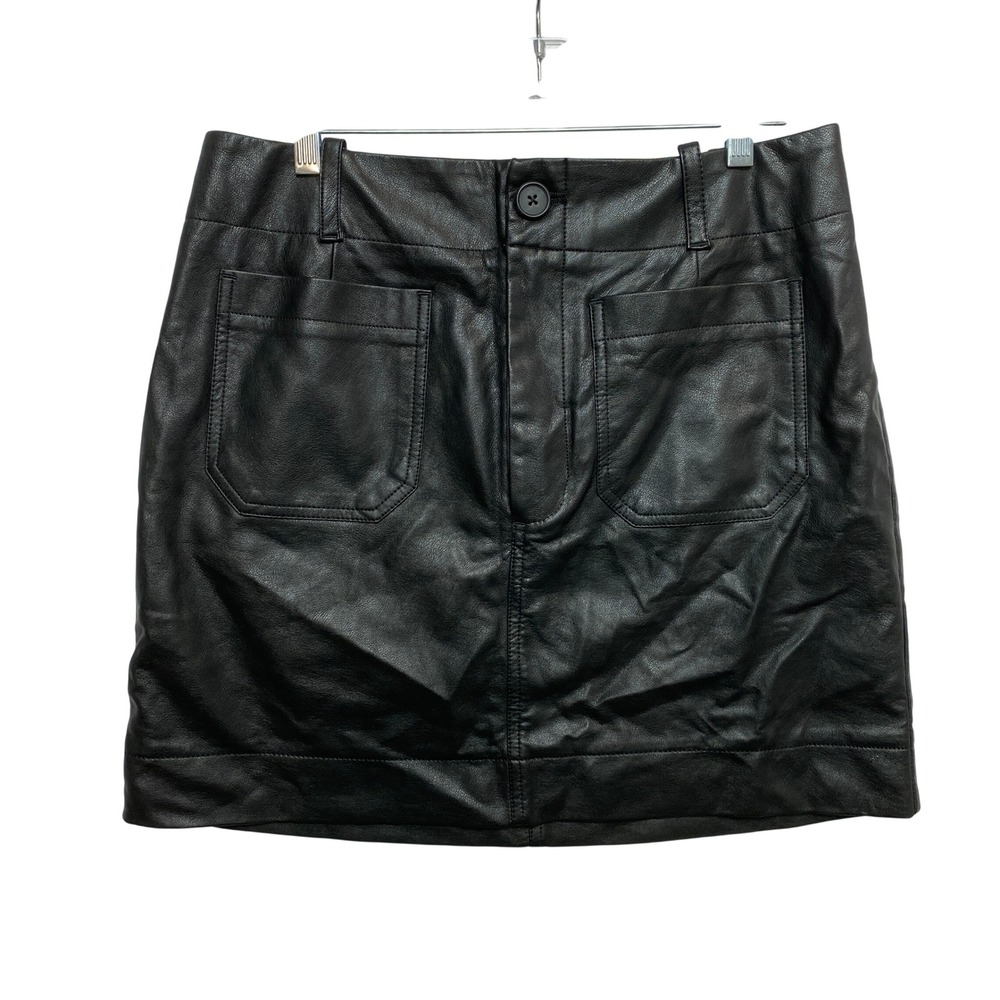 Maeve Skirt Womens S Black Faux Leather Patch Pocket Mini Skirt 84876523